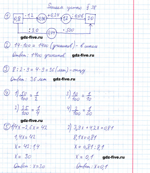 ГДЗ по математике 5 класс Мерзляк решаем устно параграф §38